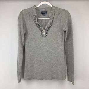 POLO JEANS CO. RALPH LAUREN Gray Ruffle Detail Thermal Top Small